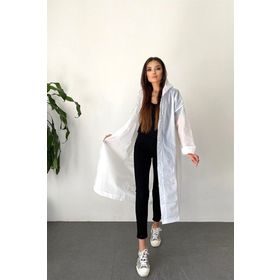 By Marine CDRC881R02 Beyaz Kapüşonlu Çıtçıtlı Eva Unisex Yağmurluk