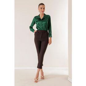 By Saygı S-23K4140008 Beli Lastikli Cepli Kadın Pantolon