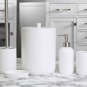 By Selim Elegance Beyaz 5 Parça Polyester Banyo Seti
