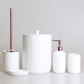 By Selim Elegance Beyaz 5 Parça Polyester Banyo Seti