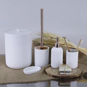 By Selim Elegance Beyaz 5 Parça Polyester Banyo Seti