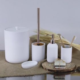 By Selim Elegance Beyaz 5 Parça Polyester Banyo Seti