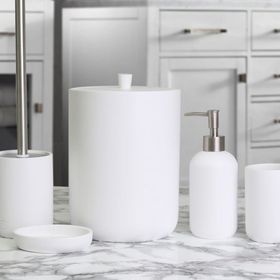By Selim Elegance Beyaz 5 Parça Polyester Banyo Seti