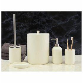 By Selim Elegance Krem Polyester 5 Parça Banyo Seti