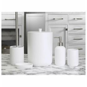 By Selim Elegance Krem Polyester 5 Parça Banyo Seti