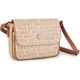 Byhakan Nas BAG-1289 Vizon-Taba Yazılı Kadın Omuz Çantası