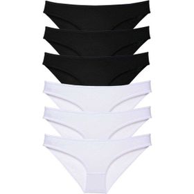 Byline Siyah Beyaz XL 6 Adet Eko Set Likralı Kadın Slip Külot