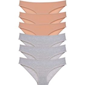 Byline Siyah Ten Gri XL 6 Adet Süper Eko Set Likralı Kadın Slip Külot