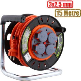 Bylion 3x1.5 mm 50 mt Plastik Makaralı Seyyar Uzatma Kablo ve Grup Priz
