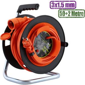 Bylion 3x1.5 mm 50 mt Plastik Makaralı Seyyar Uzatma Kablo ve Grup Priz