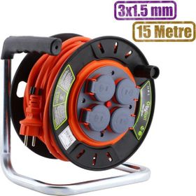 Bylion 3x1.5 mm 50 mt Plastik Makaralı Seyyar Uzatma Kablo ve Grup Priz