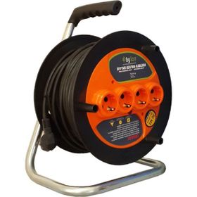 Bylion 3x2.5 mm 30 m Siyah Makaralı Seyyar Uzatma Kablosu