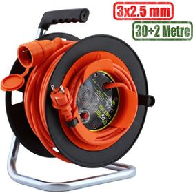 Bylion 3x2.5 mm 30 m Siyah Makaralı Seyyar Uzatma Kablosu