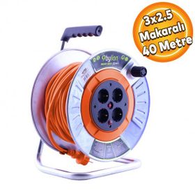 Bylion 3x2.5 mm 40 mt Makaralı Seyyar Uzatma Kablosu