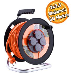 Bylion Makaralı 50 mt x 3x2.5 mm Seyyar Uzatma Kablosu