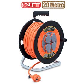 Bylion Seyyar Makaralı 3x2.5 mm 20 mt Turuncu Uzatma Kablosu