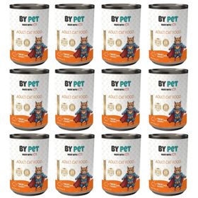 Bypet 12x415 gr Yetişkin Kediler İçin Tavuk Etli Konserve Yaş Mama