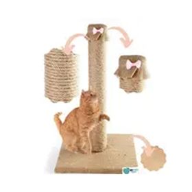 Bypet Doğal Jüt Halat Pembe Papyon Kedi Tırmalama Direği