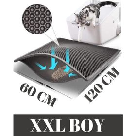 Bypet XXL Boy Gri Renk 60 x 120 cm Önü Elekli Kedi Kumu Paspas