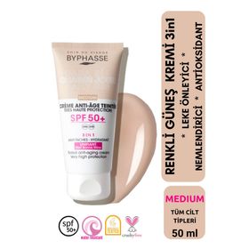 Byphasse Anti-Aging Renkli LigMediumht Yeni Nesil Güneş Filtreli Hibrit Formül 50 ml Sıvı Güneş Kremi