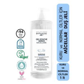 Byphasse Dermo Micellar Surgras Kuru ve Normal Ciltler İçin 1000 ml Misel Duş Jeli