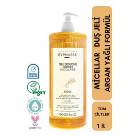 Byphasse Dermo Micellar Tüm Ciltler İçin 1000 ml Argan Oil Duş Jeli