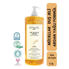 Byphasse Dermo Micellar Tüm Ciltler İçin 1000 ml Argan Oil Duş Jeli