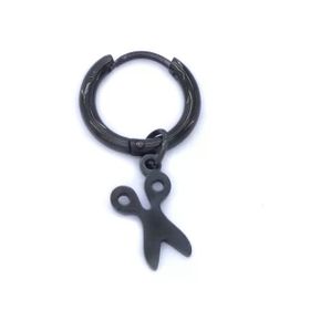 BZ 316L Çelik Unisex Siyah Tek Makas Küpe