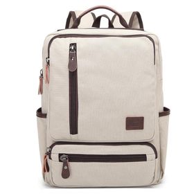 C-Active 1260 Bej Kanvas Kumaş Büyük Boy Unisex Sırt Çantası