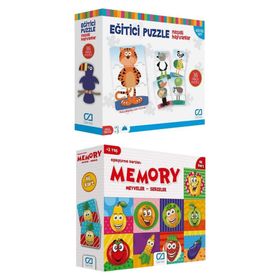 CA Games 5028-5040 2'li Eğitici Puzzle ve Memory Set