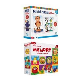 CA Games 5028-5040 2'li Eğitici Puzzle ve Memory Set