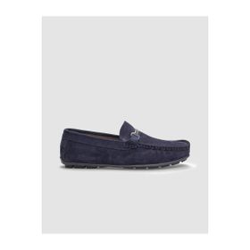 Cabani 010M1659 Hakiki Deri Lacivert Süet Tokalı Erkek Loafer Ayakkabı