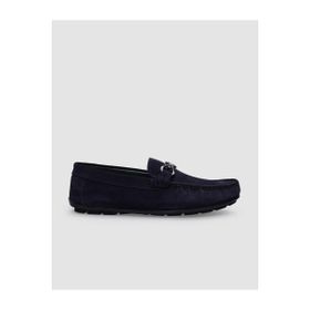 Cabani 010M1704C Hakiki Deri Lacivert Süet Tokalı Erkek Loafer Ayakkabı