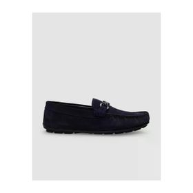 Cabani 010M1704C Hakiki Deri Lacivert Süet Tokalı Erkek Loafer Ayakkabı