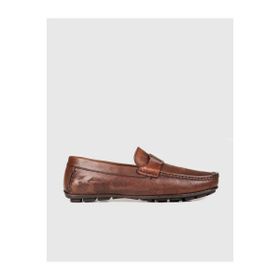 Cabani 010M3823 Hakiki Deri Kahverengi Kemer Detaylı Erkek Loafer Ayakkabı