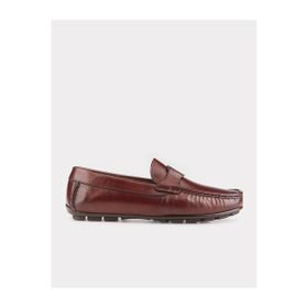 Cabani 010M3823 Hakiki Deri Kahverengi Kemer Detaylı Erkek Loafer Ayakkabı