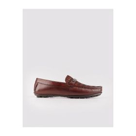 Cabani 010M5823 Baklava Desenli Hakiki Deri Kahverengi Erkek Loafer Ayakkabı
