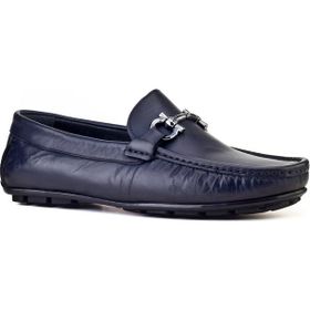 Cabani 010M823 Hakiki Deri Kauçuk Tabanlı Lacivert Erkek Loafer Ayakkabı