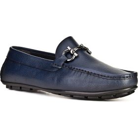 Cabani 010M823 Hakiki Deri Kauçuk Tabanlı Lacivert Erkek Loafer Ayakkabı