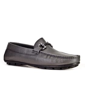 Cabani 010M823 Metal Aksesuar Desenli Hakiki Deri Siyah Erkek Loafer Ayakkabı