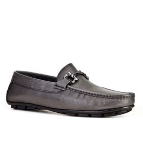 Cabani 010M823 Metal Aksesuar Desenli Hakiki Deri Siyah Erkek Loafer Ayakkabı