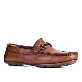 Cabani 010M823 Metal Aksesuar Desenli Hakiki Deri Siyah Erkek Loafer Ayakkabı