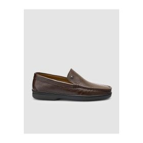 Cabani 024M052 Hakiki Deri Dikiş Detaylı Koyu Kahverengi Erkek Loafer Ayakkabı