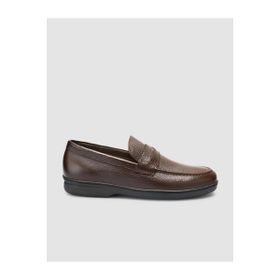 Cabani 024M1693 Hakiki Deri Koyu Kahverengi Düz Erkek Loafer Ayakkabı