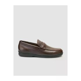 Cabani 024M1693 Hakiki Deri Koyu Kahverengi Düz Erkek Loafer Ayakkabı