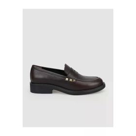 Cabani 11585 Hakiki Deri Kahverengi Zımba Detaylı Kadın Loafer Ayakkabı