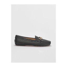 Cabani 1174 Hakiki Deri Siyah Kadın Loafer Ayakkabı