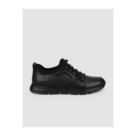 Cabani 1567 Hakiki Deri Siyah Klips Bağcıklı Erkek Günlük Ayakkabı