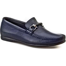Cabani 167M098 Hakiki Deri Toka Aksesuarlı Lacivert Erkek Loafer Ayakkabı