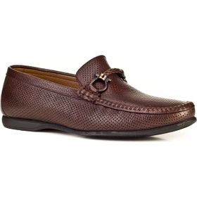 Cabani 167M098B Hakiki Deri Kahverengi Kemer Aksesuarlı Erkek Loafer Ayakkabı